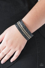 Load image into Gallery viewer, Rebel Radiance Black / Gold Single Wrap Snap Bracelet - P9DI-URBK-162XX #SB478
