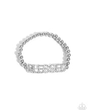 Load image into Gallery viewer, BLESSED BOUNTY - WHITE RHINESTONE AFFIRMATION SILVER STRETCHY BRACELET #I065
