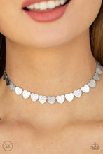 Load image into Gallery viewer, PLAYING HEART TO GET&quot; SILVER CHOKER NECKLACE &amp; EARRING SET #V258

