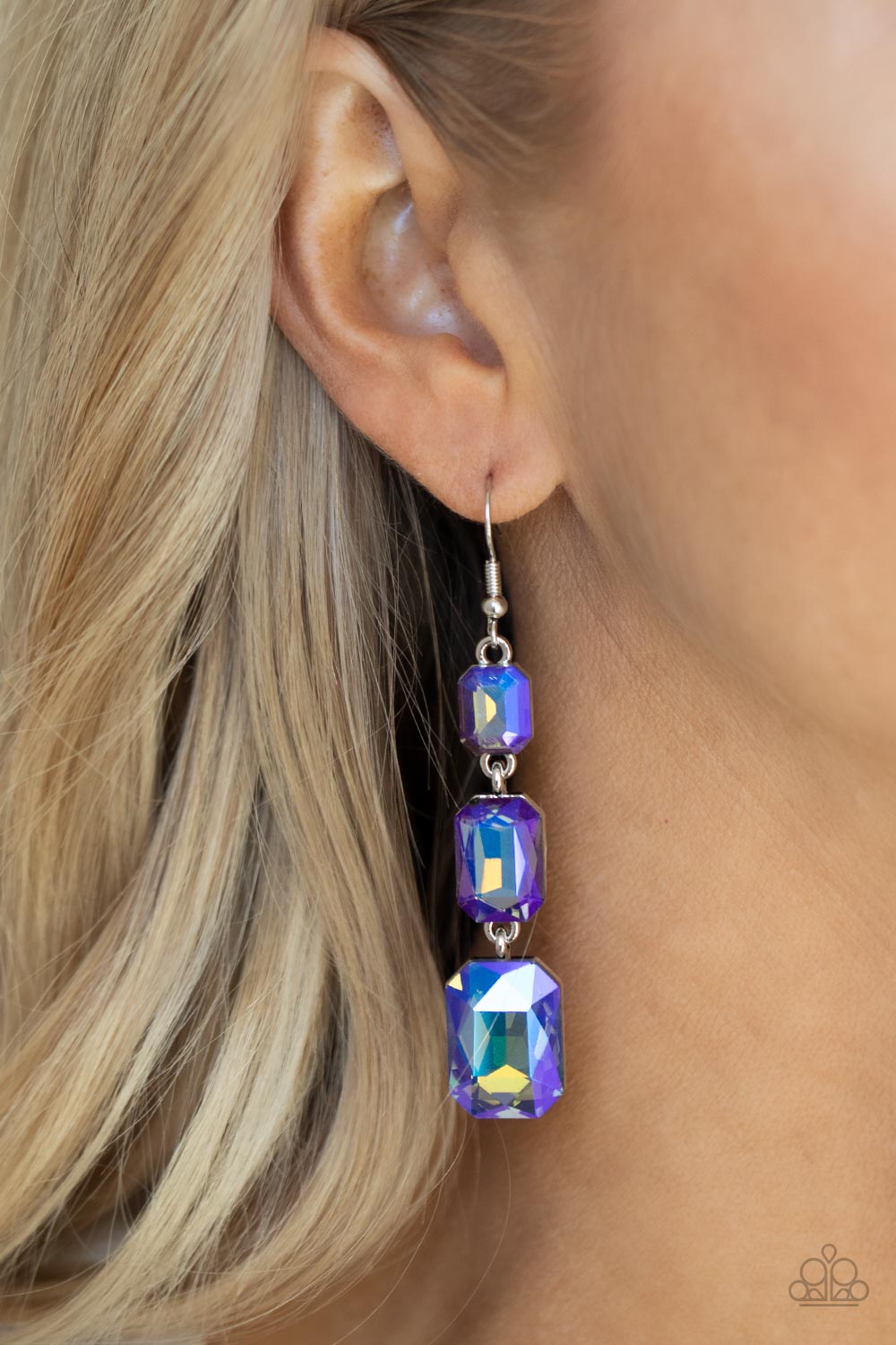 Cosmic Red Carpet - blue - Paparazzi earrings #UE2125