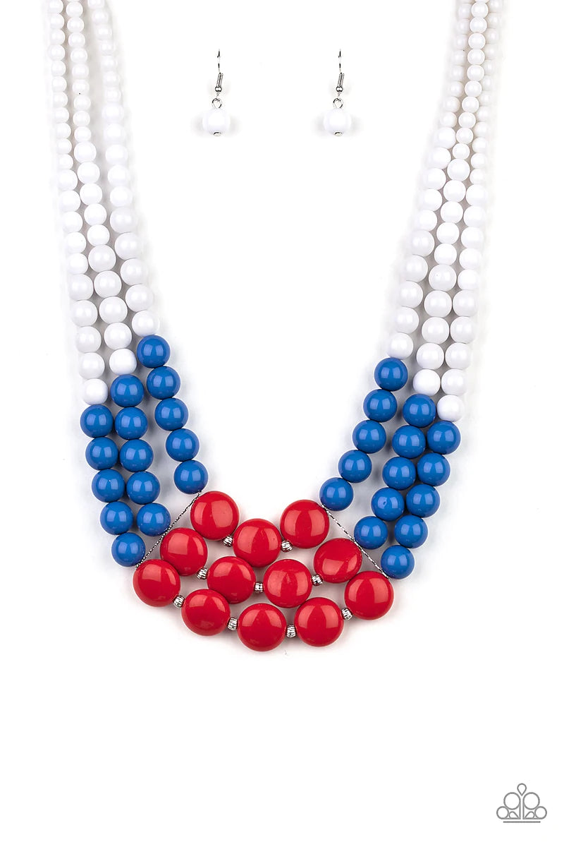 Beach Bauble - Red & Blue Multi necklace #N7330